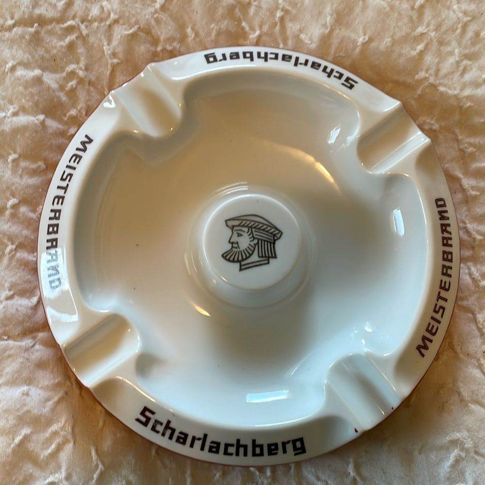 Vintage 1960s cigar/cigarette ashtray. Scharlachberg and Meisterbrand.